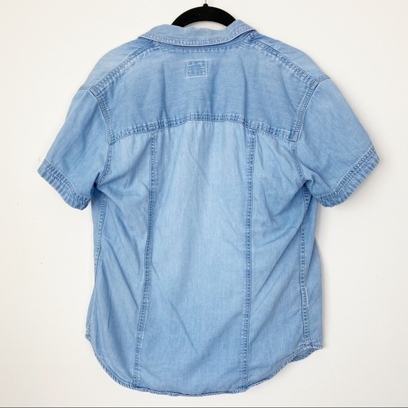 VINTAGE LIZWEAR Retro 90s Cotton Denim Shirt Small Button Front Casual - Picture 5 of 8